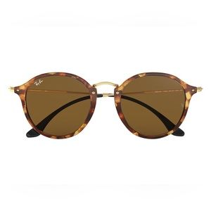 EUC Ray-Ban Round Fleck Sunglasses - Havana Brown